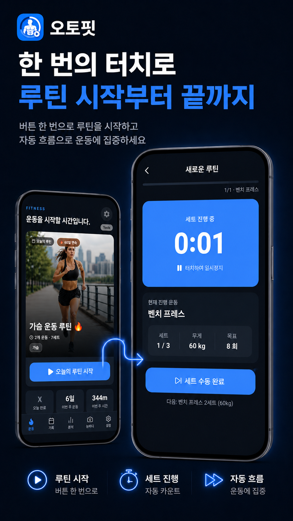 한 번의 터치로 루틴 시작부터 끝까지